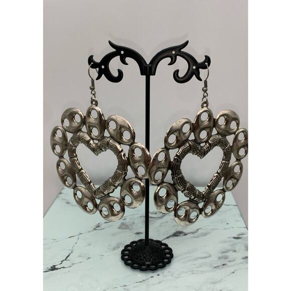 Silver Tone Large Lightweight Statement Earrings - Picture 1 of 4